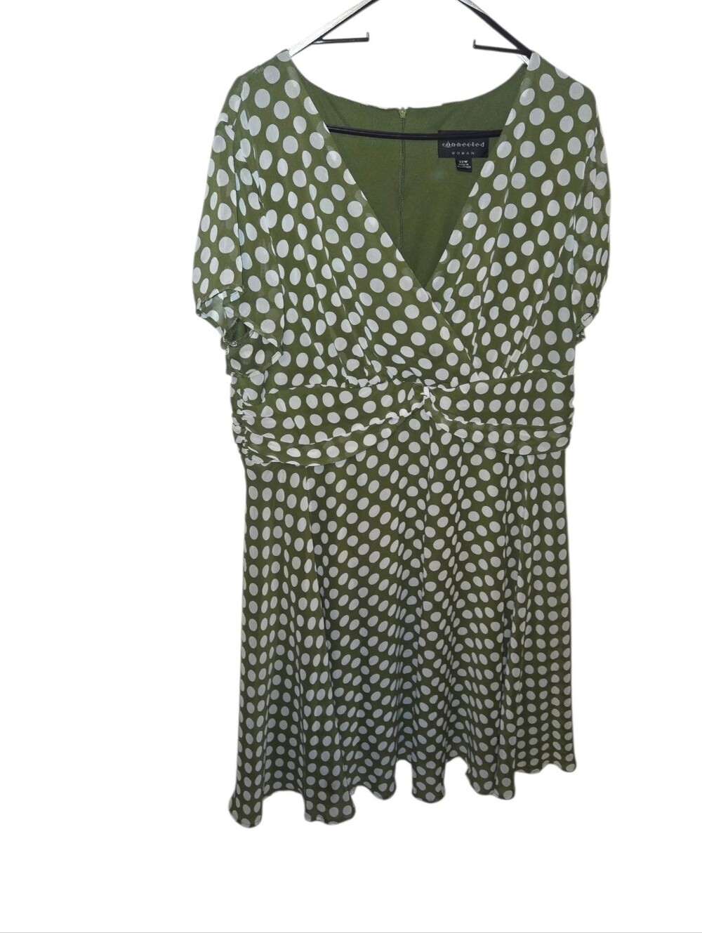 Connected Woman Olive Green Polka Dot Dress